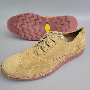 Cole Haan Christy Wedge Gilly Wingtip Beige Suede Oxford Shoes 9.5 Vibram Sole